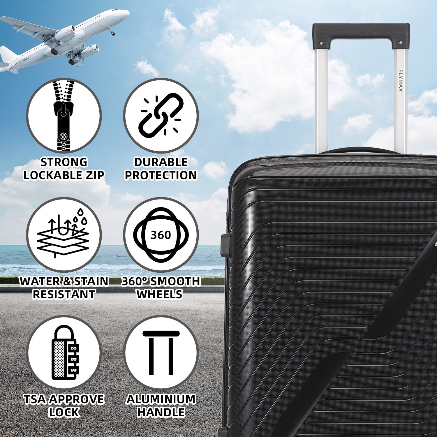 Large Lightweight premium Suitcase features