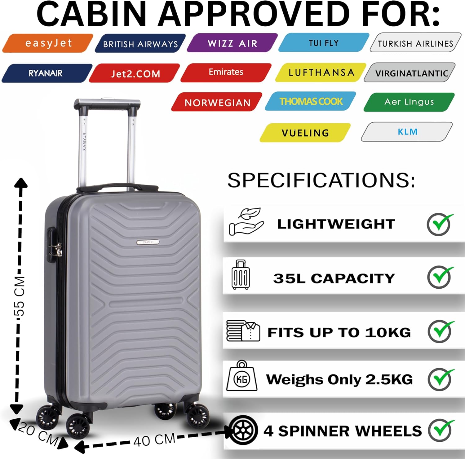 Flymax London Legacy Lightweight Cabin Luggage