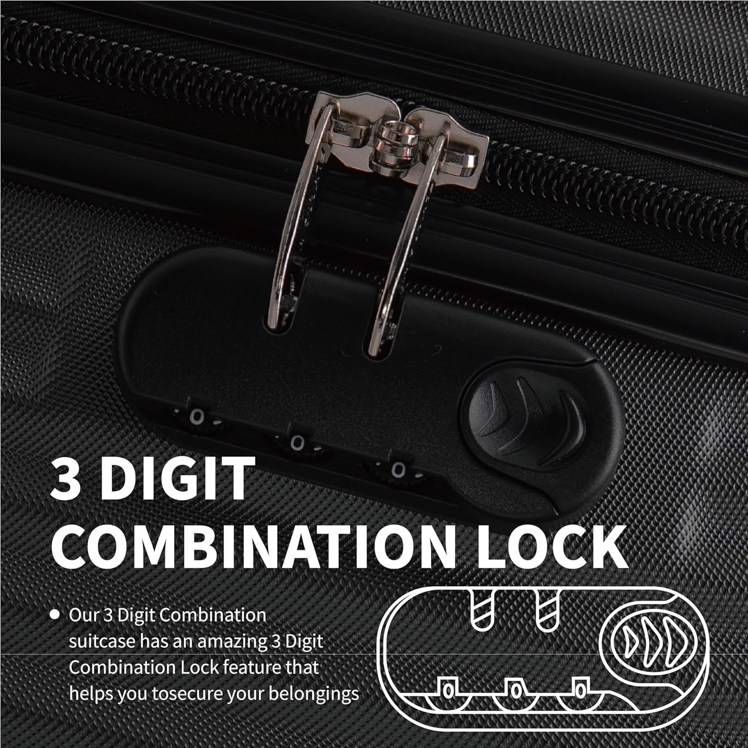 Mumbai Fortress Large Hard Shell Suitcase 3 digit lock