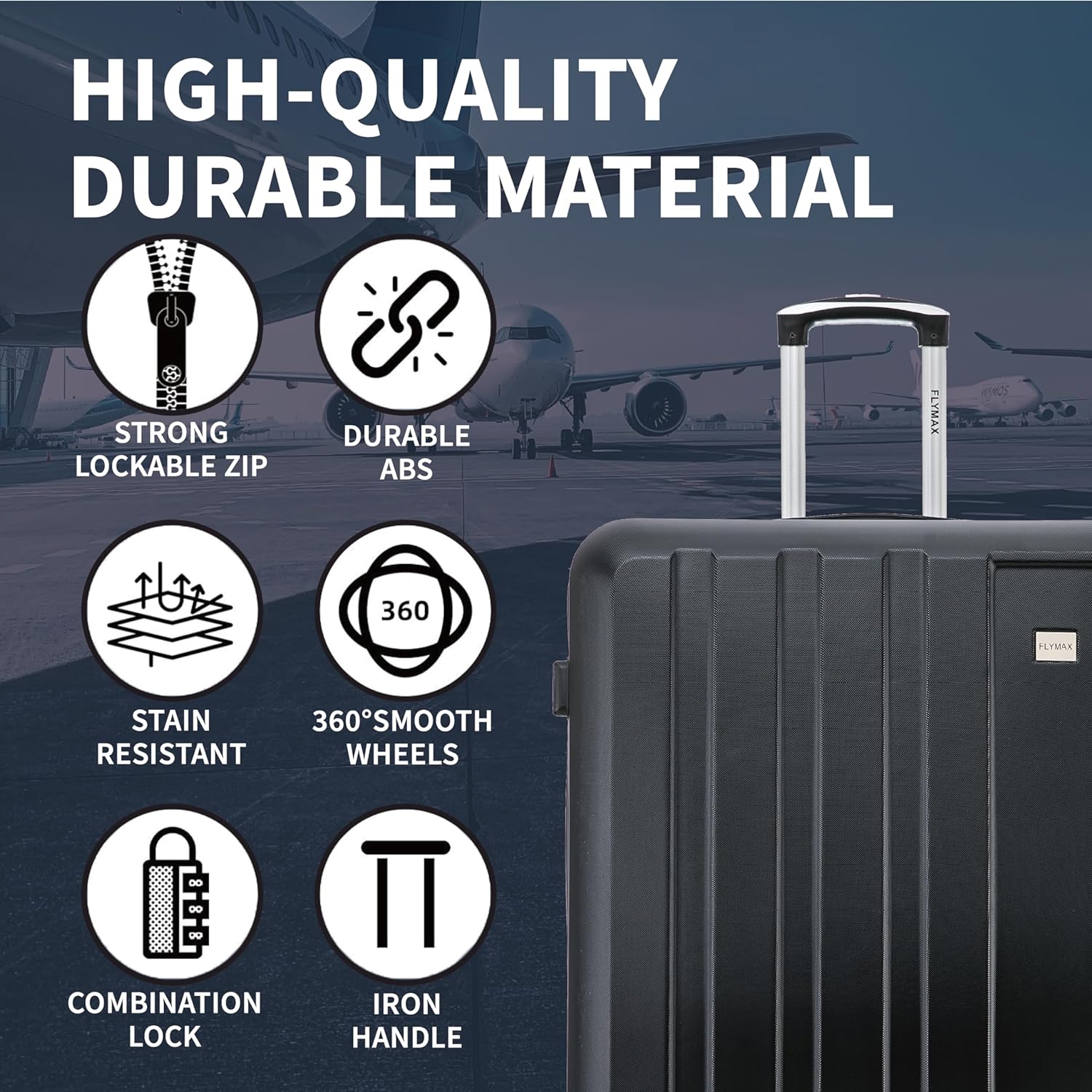 Flymax Hardshell Suitcase Highlighting Durable ABS Material for Long-Term Use
