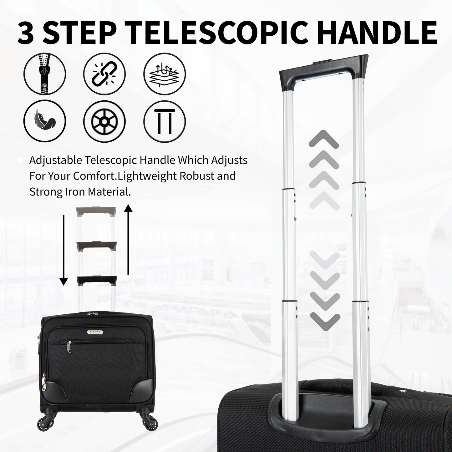 Flymax Laptop Roller on 4 Wheels - Perfect for Business & Travel