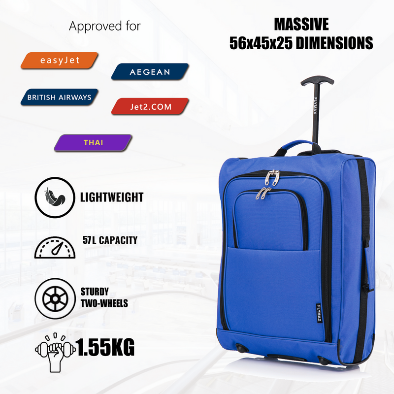 Flymax Sao Paulo Glide – Carry On Luggage 56x45x25cm (Fits BA Cabin Size)