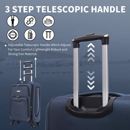 Flymax Barcelona Breeze Suitcase Set -4 Wheel Lightweight softshell Luggage