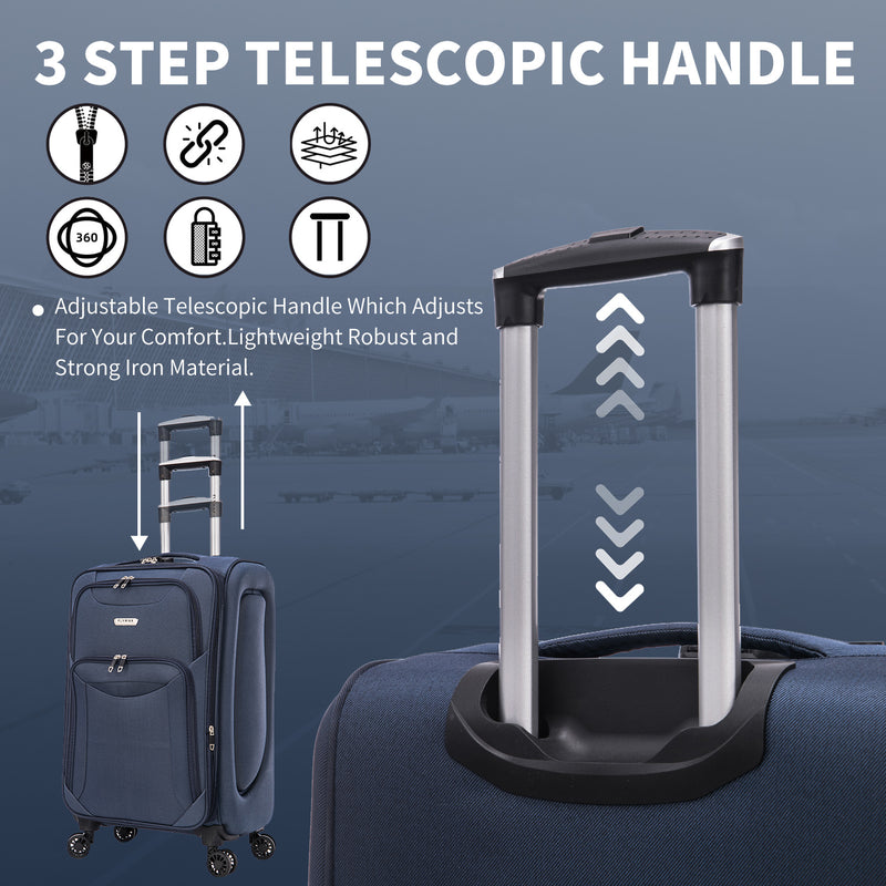 Flymax Barcelona Breeze Suitcase Set -4 Wheel Lightweight softshell Luggage