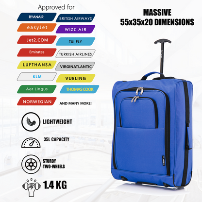 Flymax Sao Paulo Glide 55x40x20cm Cabin Suitcase - Approved for Ryanair, EasyJet, Air France & More