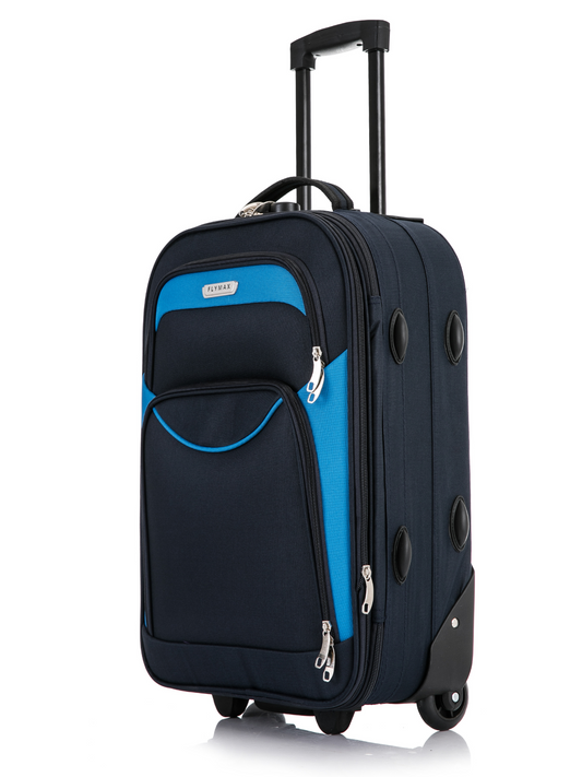 Flymax Vienna Voyager 20 inch lightweight cabin suitcase in blue