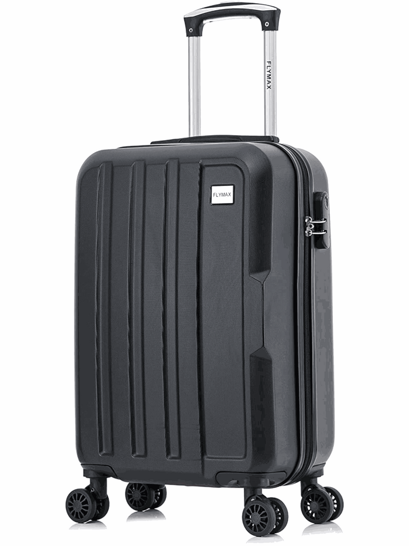 Flymax Black Hardshell Cabin Suitcase 20-Inch, Travel-Friendly and Compact