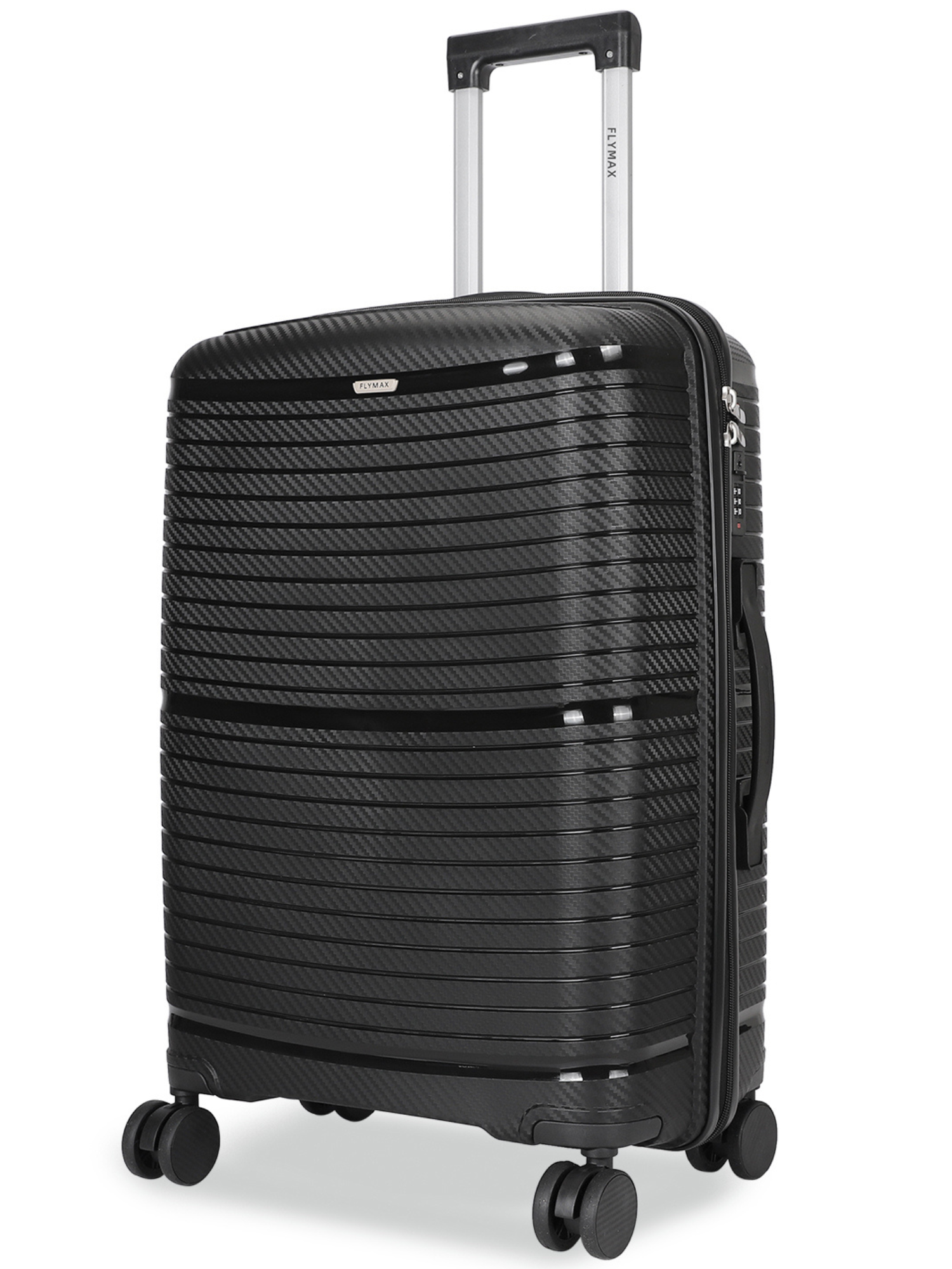 MEDIUM BLACK HARDSHELL 4 WHEEL SUITCASE 