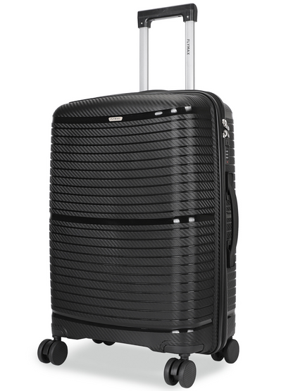 MEDIUM BLACK HARDSHELL 4 WHEEL SUITCASE 