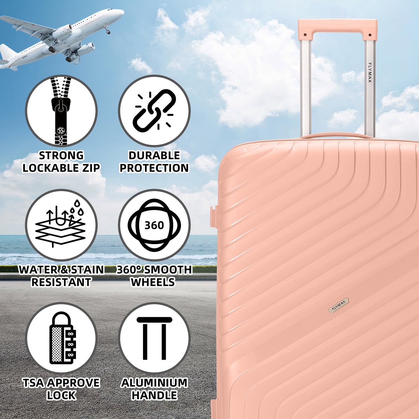 Flymax Parisian Edge – Sleek & Lightweight Premium 2 Piece Luggage Set