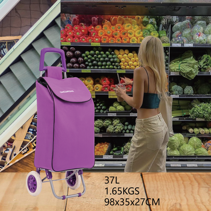 Lightweight Shopping Trolley Large Grocery Cart Basket on 2 Wheels