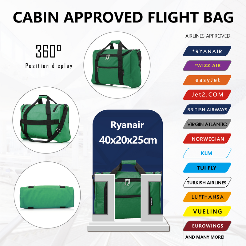 40x20x25 Ryanair Cabin Bag Carry onboard Hand Luggage Flight Bag UnderSeat