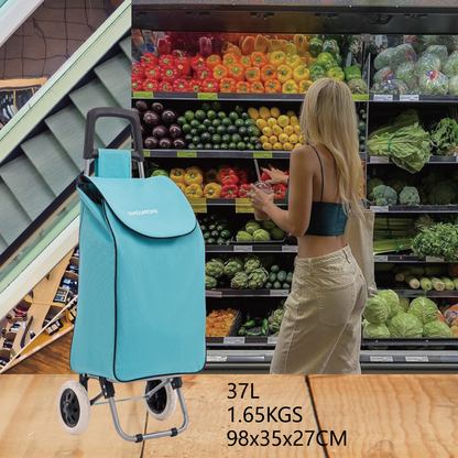 Lightweight Shopping Trolley Large Grocery Cart Basket on 2 Wheels