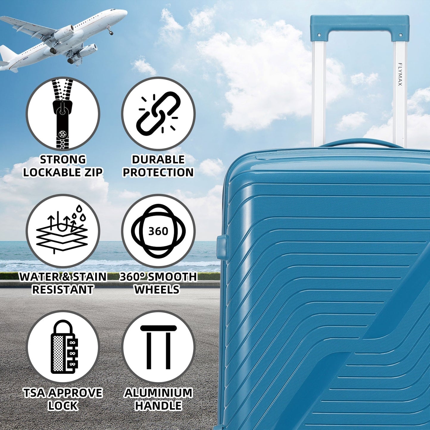 Flymax Dubai Volt 24 Inch Lightweight Premium Suitcase features
