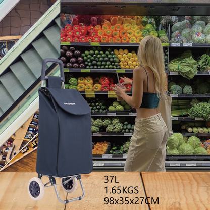Lightweight Shopping Trolley Large Grocery Cart Basket on 2 Wheels
