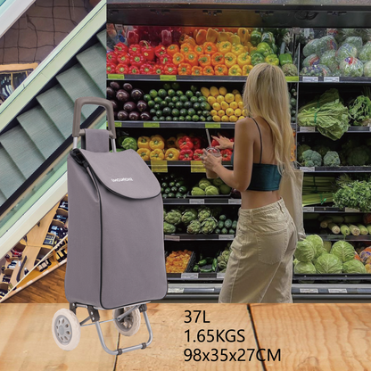 Lightweight Shopping Trolley Large Grocery Cart Basket on 2 Wheels