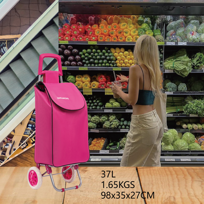 Lightweight Shopping Trolley Large Grocery Cart Basket on 2 Wheels