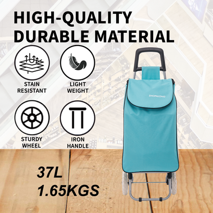 Lightweight Shopping Trolley Large Grocery Cart Basket on 2 Wheels
