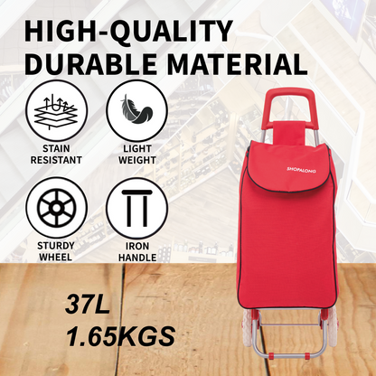 Lightweight Shopping Trolley Large Grocery Cart Basket on 2 Wheels