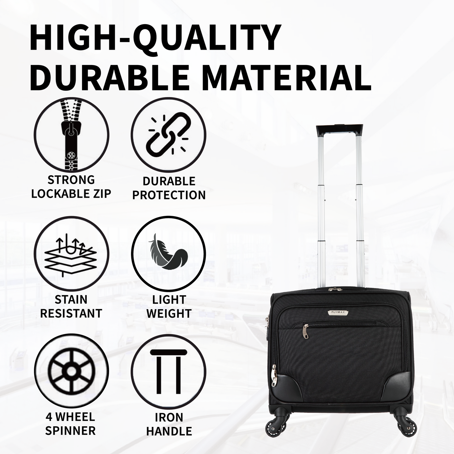 Flymax Laptop Roller on 4 Wheels - Perfect for Business & Travel