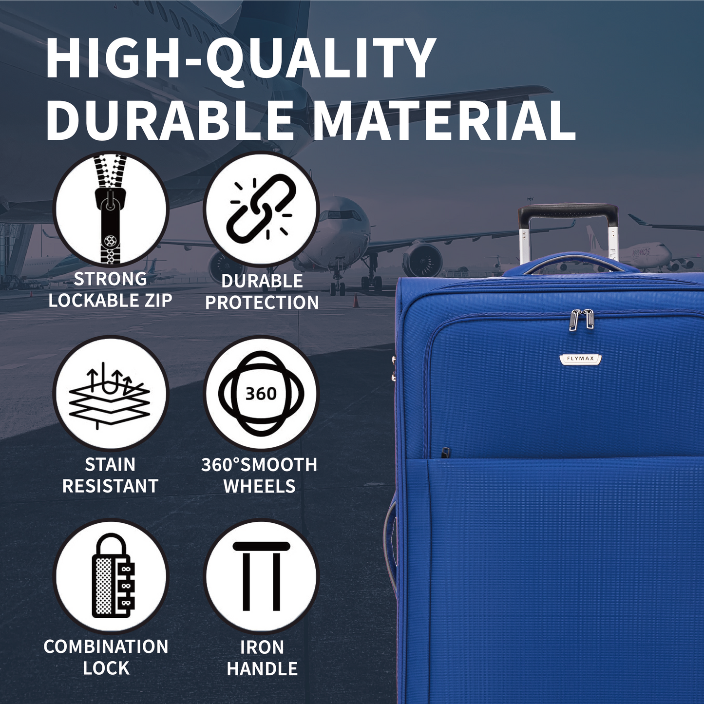 Flymax Canada Explorer Medium Suitcase – Lightweight 4-Wheel Spinner with TSA Lock