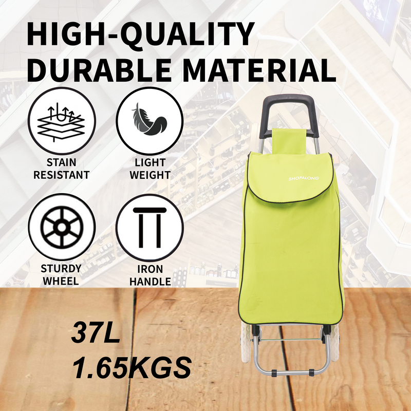 Lightweight Shopping Trolley Large Grocery Cart Basket on 2 Wheels