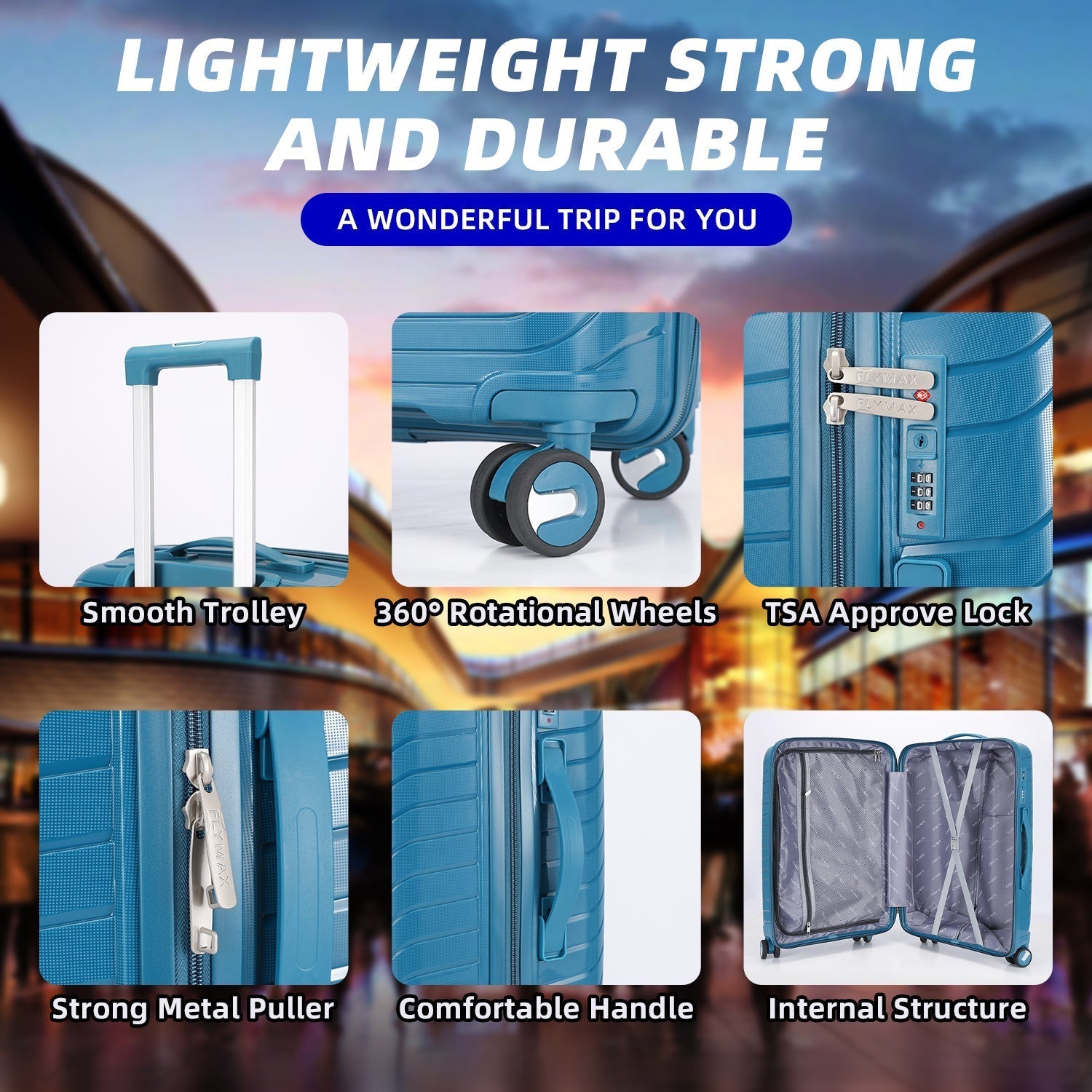 Flymax Dubai Volt 24 Inch Lightweight Premium Suitcase high quality materials