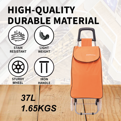 Lightweight Shopping Trolley Large Grocery Cart Basket on 2 Wheels