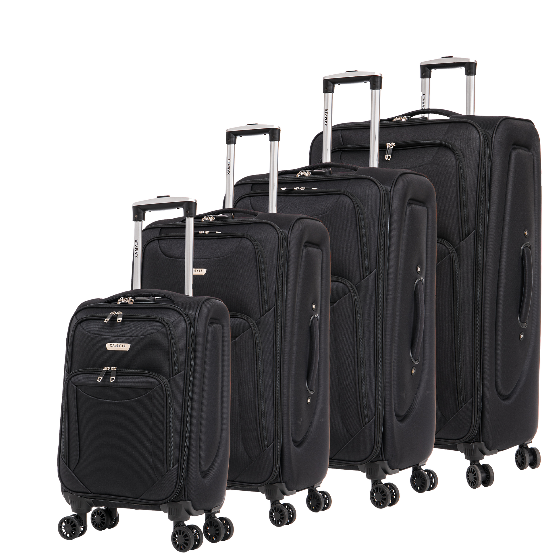 4 Wheel Lightweight Softshell Suitcase Set – Flymax Luggage