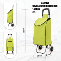 Lightweight Shopping Trolley Large Grocery Cart Basket on 2 Wheels