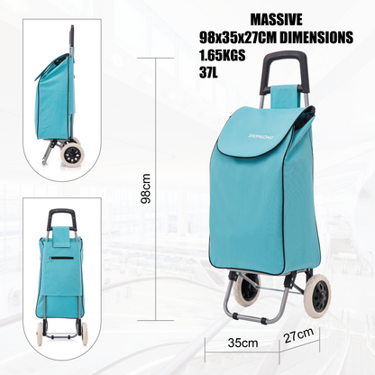 Lightweight Shopping Trolley Large Grocery Cart Basket on 2 Wheels