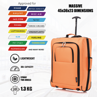 Flymax Sao Paulo Glide 45x36x20cm Ultra-Lightweight Cabin Luggage for EasyJet and Ryanair