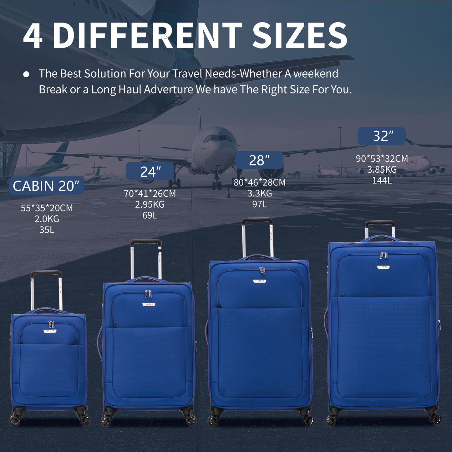 Flymax Canada Explorer Lightweight Large Suitcase – 4-Wheel Spinner with TSA Lock
