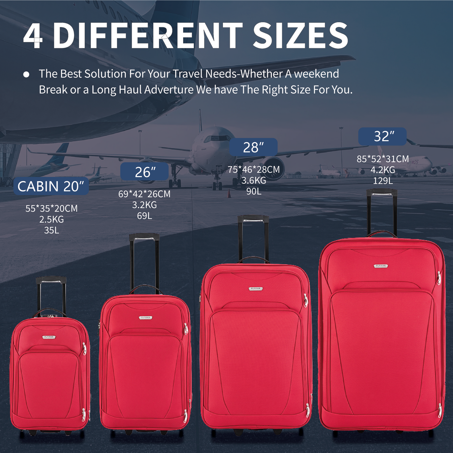 Nairobi Navigator Large Soft Shell Suitcase different sizes