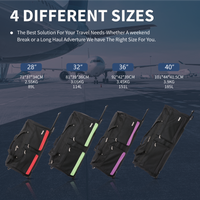 Highlighting the versatility of the Flymax 28" Medium Lightweight Wheeled bag with various size options for different travel needs.