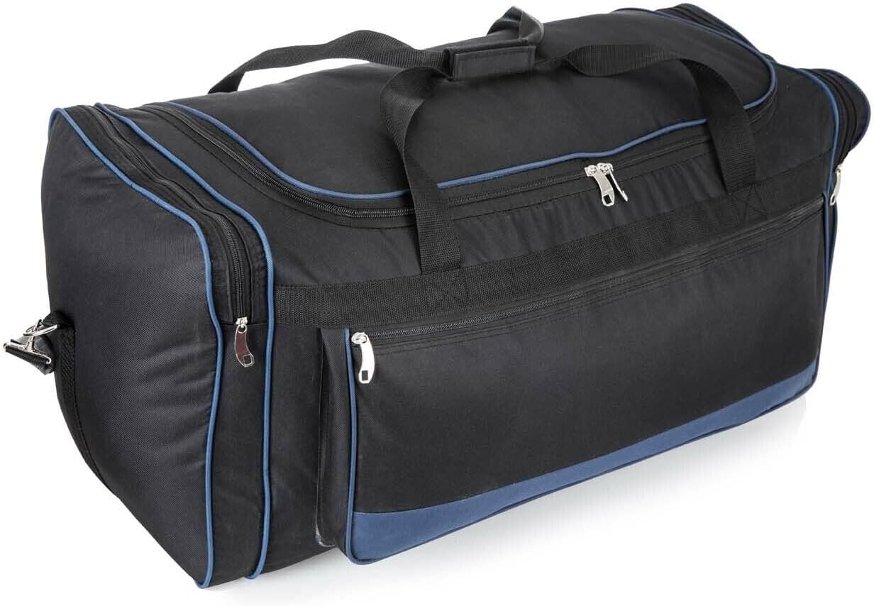 32" Large Holdall Duffle Bag Lightweight Travel Duffel with Strong Zippers & Foldable Luggage Blue 100 Litre