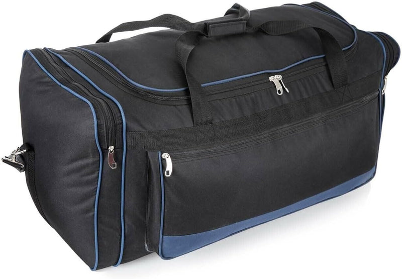 32" Large Holdall Duffle Bag Lightweight Travel Duffel with Strong Zippers & Foldable Luggage Blue 100 Litre