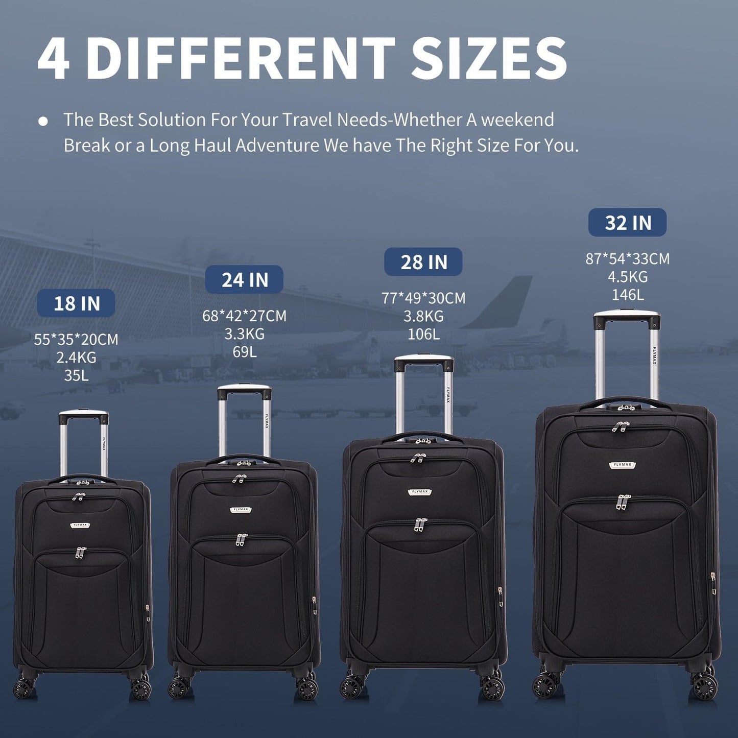Barcelona Breeze Cabin 4-wheel cabin suitcases sizes