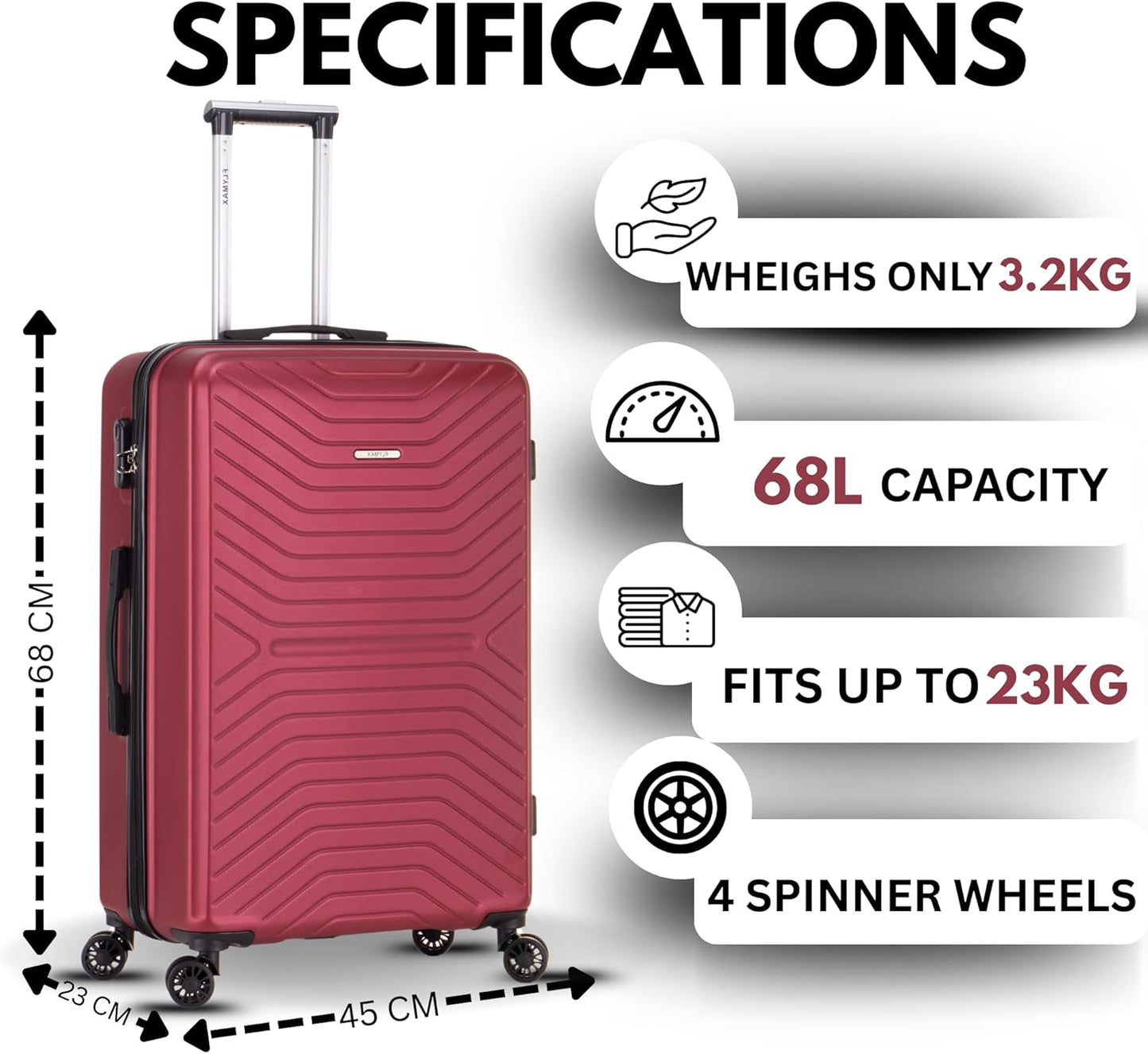Flymax London Legacy 24-Inch Medium Suitcase – Spacious and Durable Travel Luggage