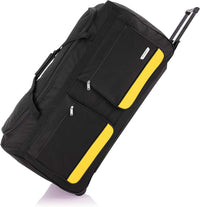 Flymax Bright yellow 40-Inch Lightweight Wheeled Bag with robust design and extra-large capacity.