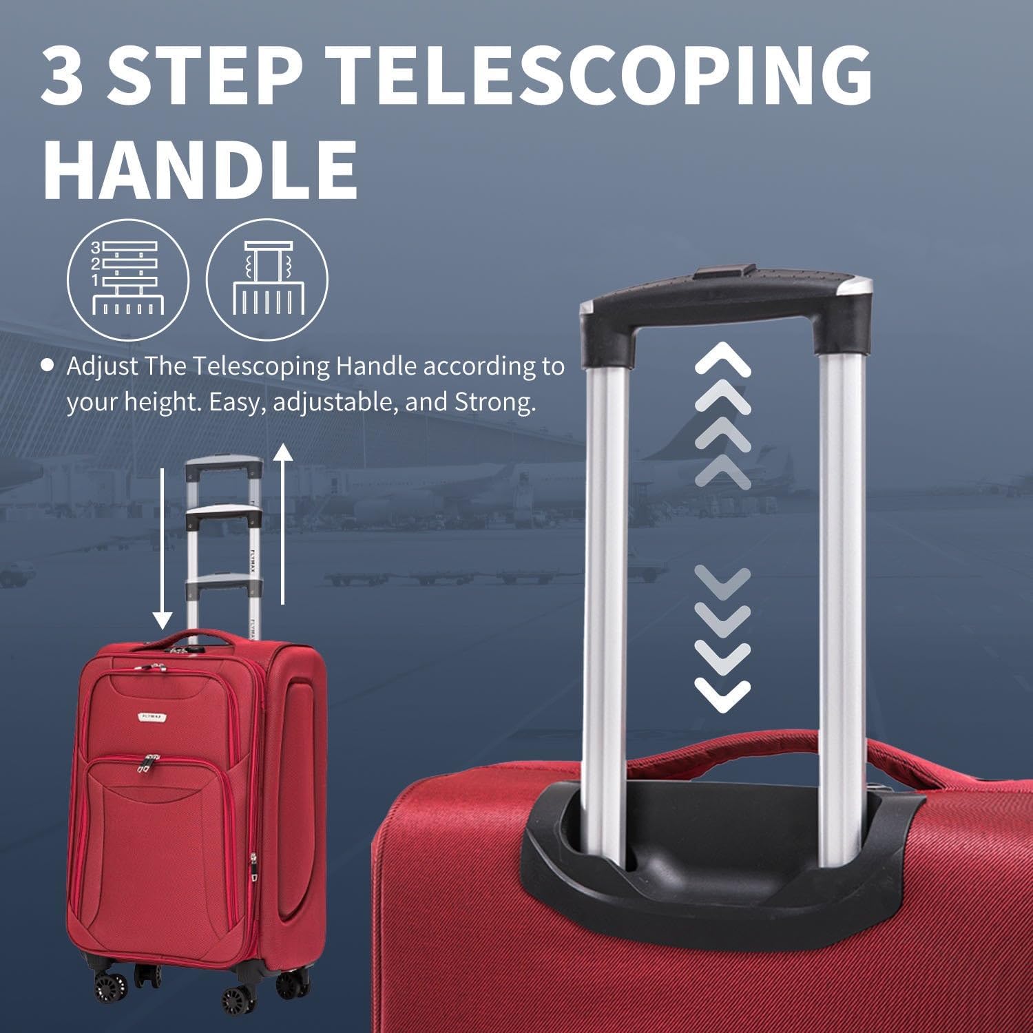 Flymax Barcelona Breeze lightweight soft-shell suitcase telescopic handle
