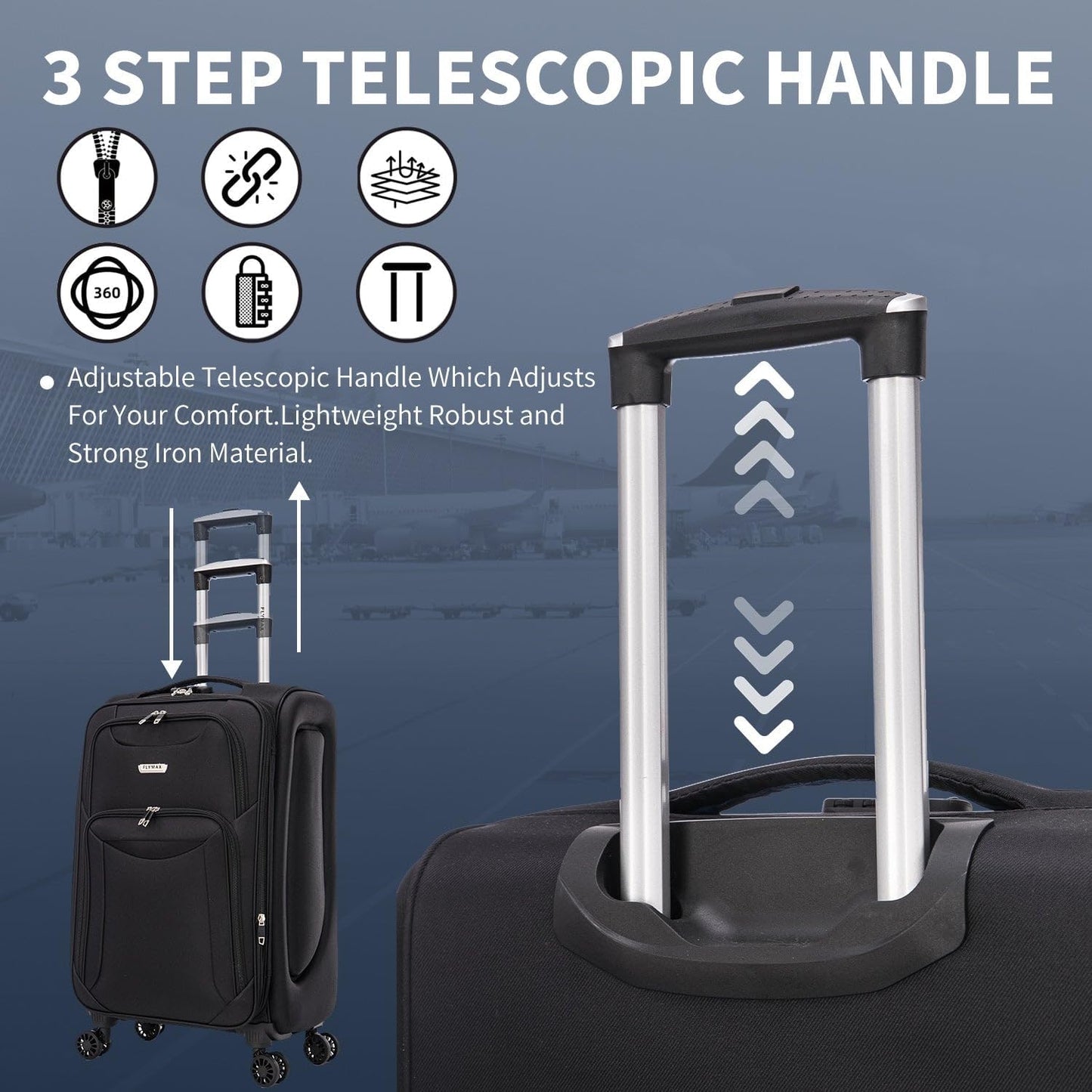Flymax Barcelona Breeze - 4 Wheel Lightweight softshell suitcase