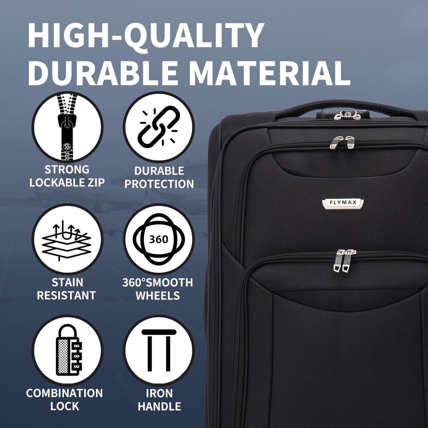 Flymax Barcelona Breeze lightweight soft-shell suitcase high quality materials