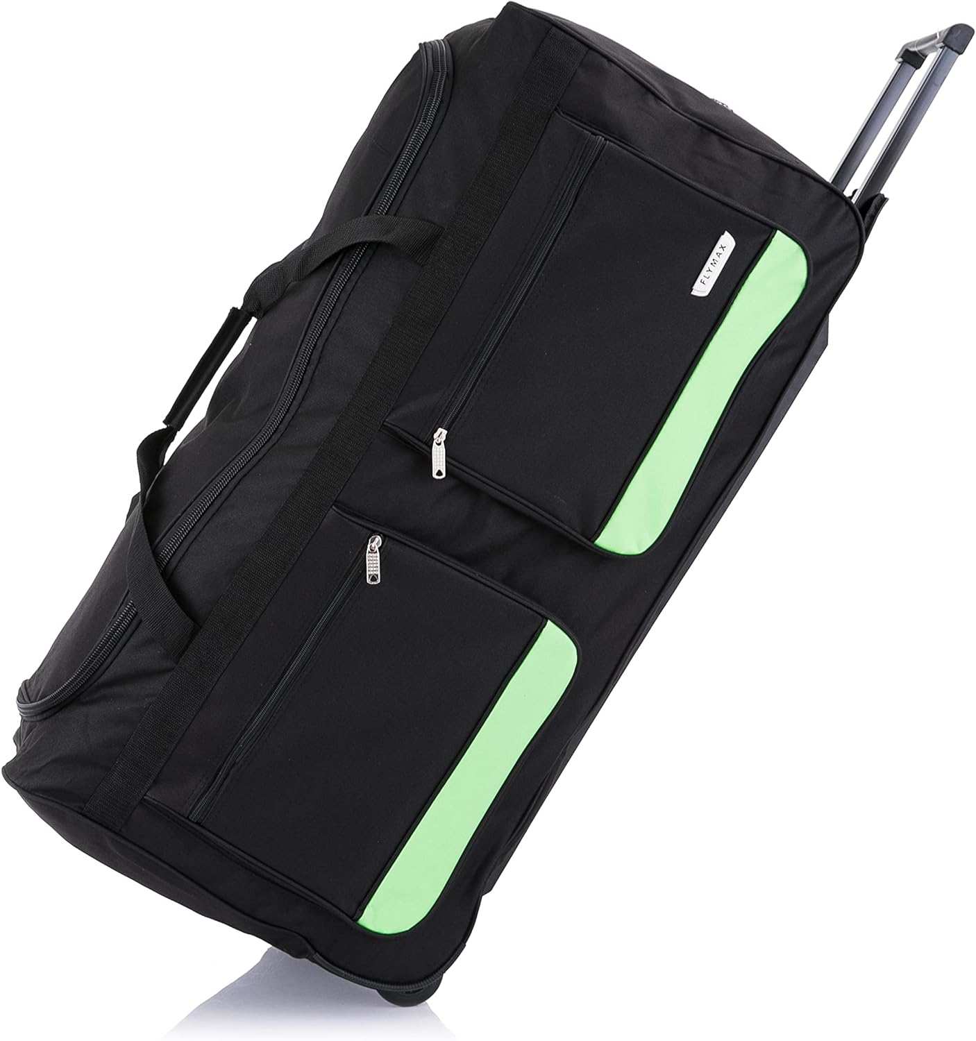 Green Flymax 28" Medium Lightweight Wheeled bag, a vibrant choice for travelers.