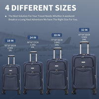Flymax Barcelona Breeze lightweight soft-shell suitcase sizes
