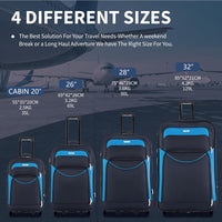 Flymax Vienna Voyager 20 inch lightweight cabin suitcase different sizes