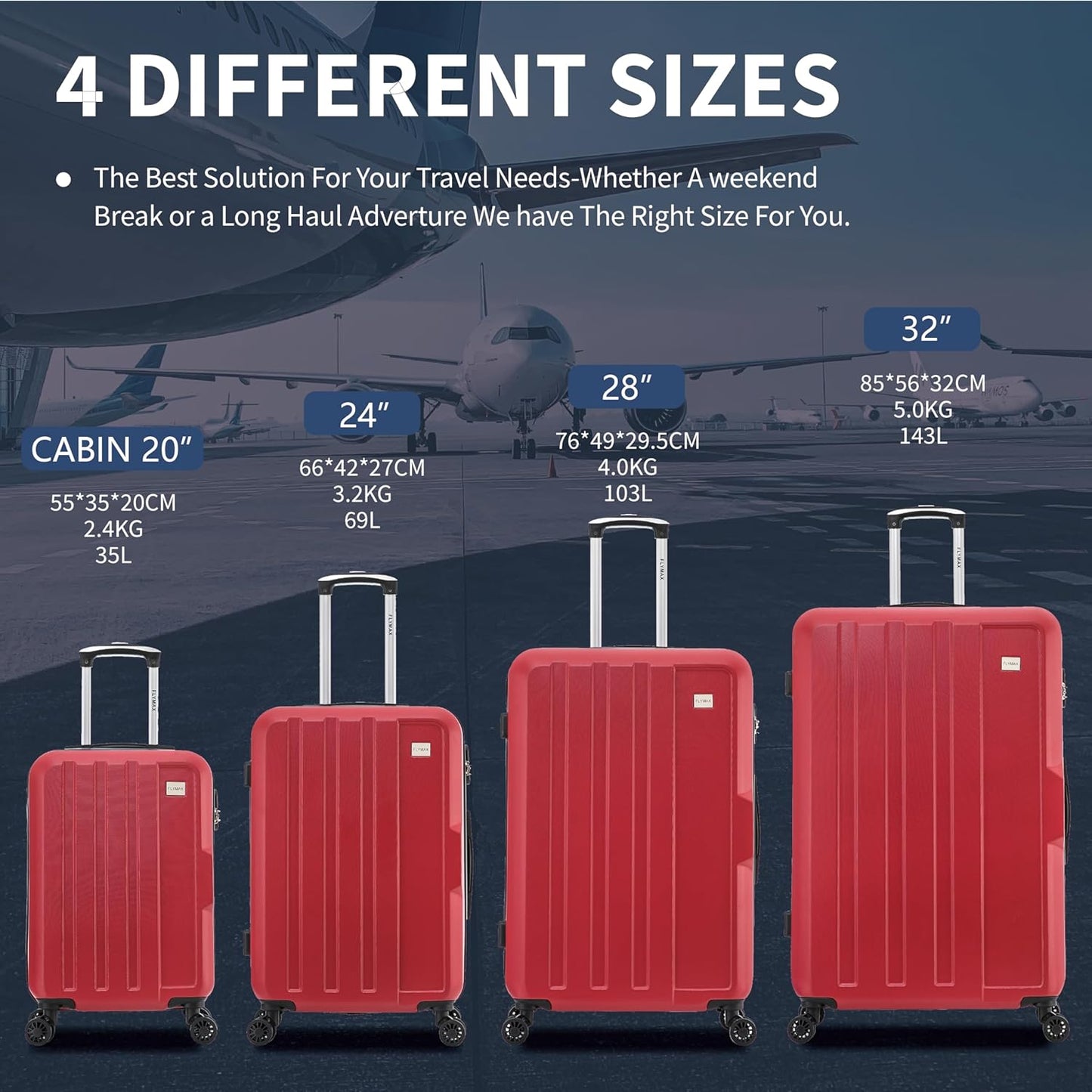  Flymax New York fort medium suitcase different sizes