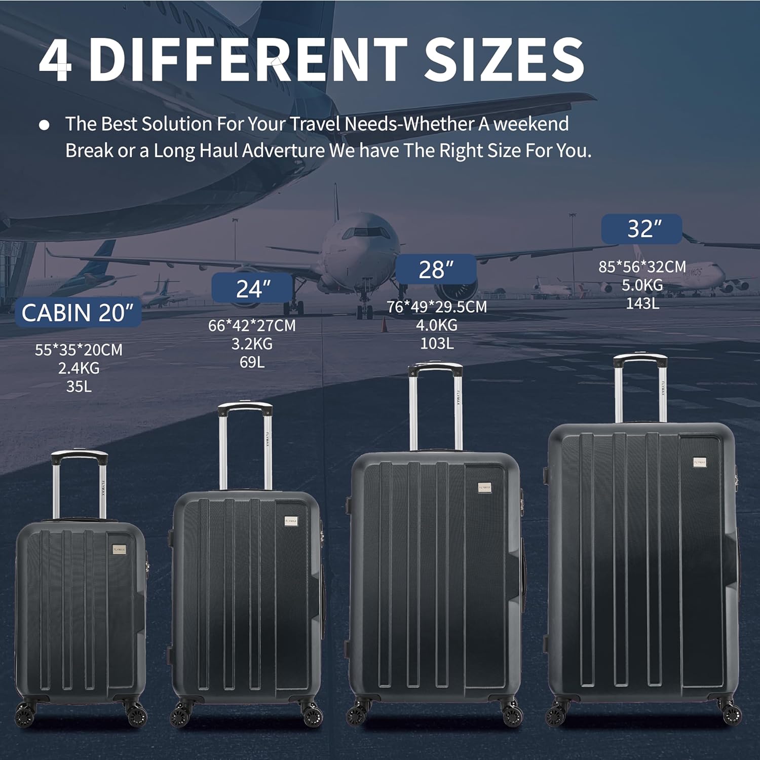 Flymax New York Fort 29-Inch Large Suitcase in all sizes