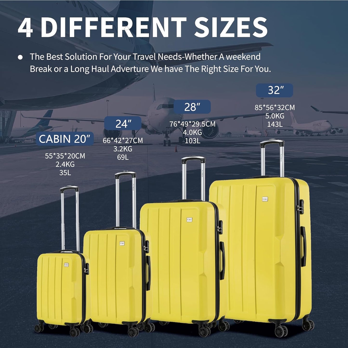 Flymax New York Fort 32-Inch Extra Large Suitcase sizes