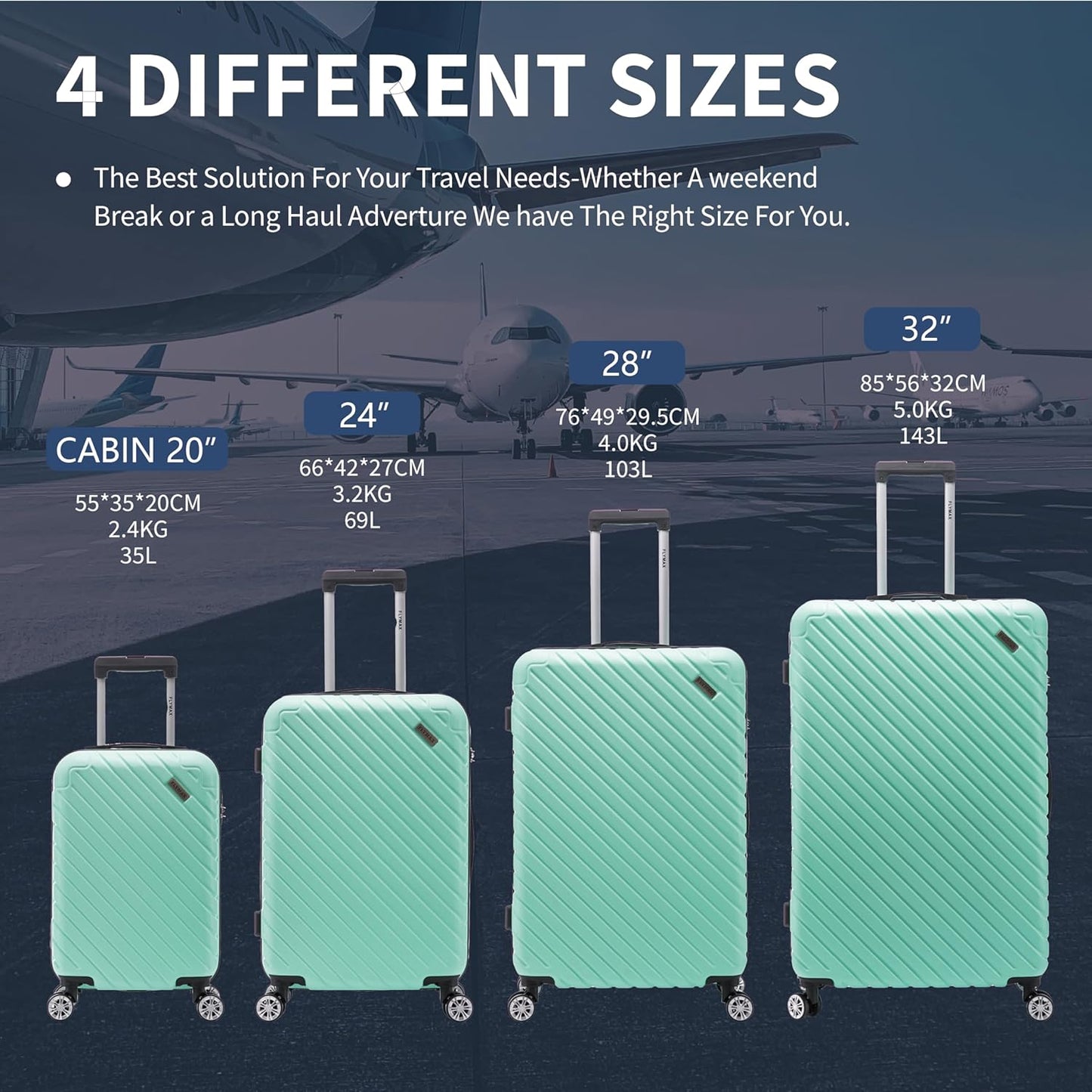 Super Lightweight Suitcase available sizes